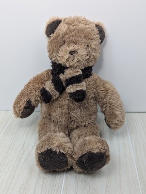 Brookstone NAP Brown Plush teddy bear striped scarf