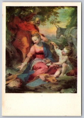 Rest during the Flight to Egypt Religious Postcard Barocci Pinacoteca Vaticana