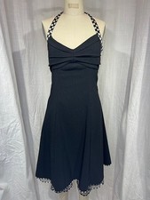 Vintage 90s Black Halter Dress with Polka Dots