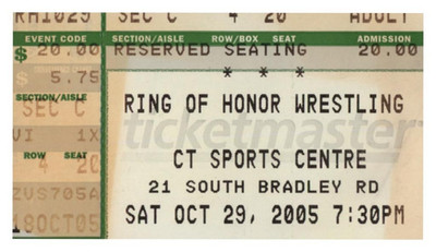 Ring of Honor Wrestling Ticket Stub CT Sport Centre Bryan Danielson 10/29/2005