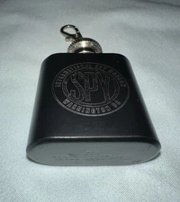 International Spy Museum Mini Flask Keychain – Black Stainless Steel – 1oz 