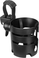 Stroller Cup Holder with Adjustable Strap, 360 Degree Rotatable Universal Cup Ho