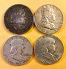 3 FRANKLIN & 1 COLUMBIAN EXPOSITION HALF DOLLARS 1893, 1951 D, 1954 D, 1963 D