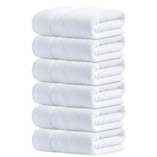 6 PCS Brilliant White Hand Towel For Bathroom 600 GSM Cotton 16x28 Inch