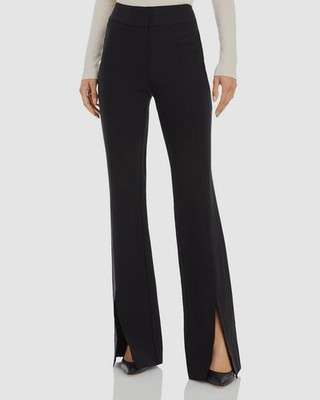 Derek Lam 10 Crosby Women's Black Mid-Rise Slit-Hem Flare Pants Size 4