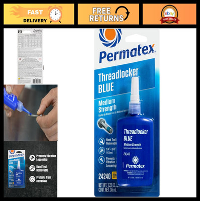 Medium Strength Threadlocker Blue 36ml - Screw Glue for Bolts, Nuts & Fasteners,