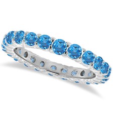 1CT Blue Topaz Eternity Ring 14K White Gold