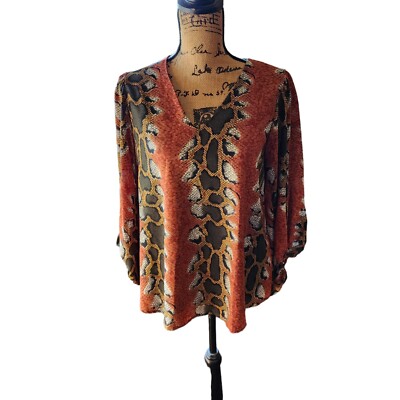 Adrienne Women's Size S Snake Skin Print Lined Blouse
