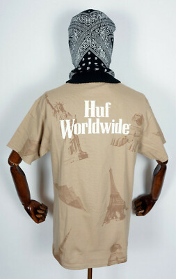 Huf Worldwide Skateboard T-Shirt Tee Landmarks Unbleached in M