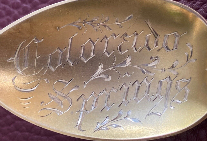 Colorado Springs Seven Falls Mining Mule Miner 5.75" Sterling Souvenir Spoon 23g