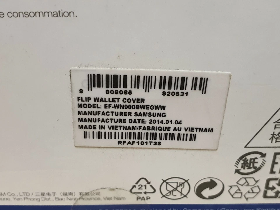 Original genuine Samsung Note 3 Flip wallet case white EF-WN900BWEGWW New - Imagem 4 de 4