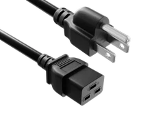 3ft NEMA 5-15P to C19 Heavy Duty Power Cord, 14 AWG, SJT, 15A/125V, Black