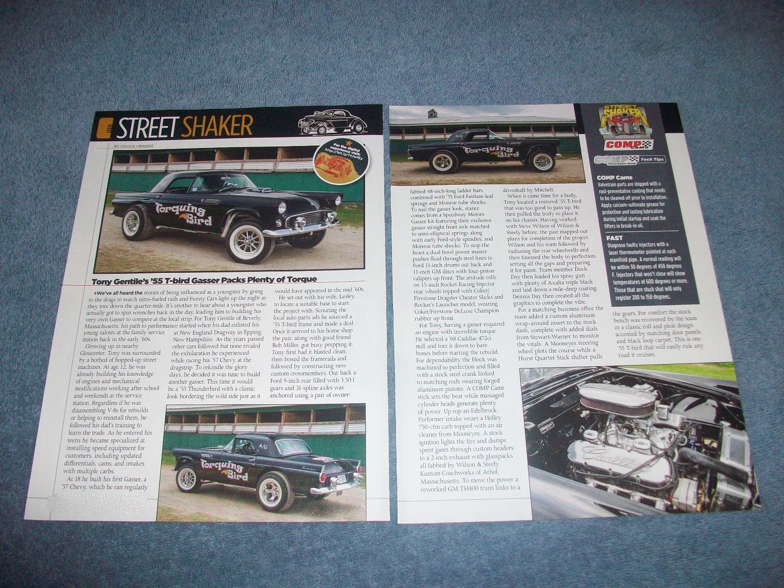 1955 Ford Thunderbird Gasser Article "Torquing Bird" Cadillac Powered