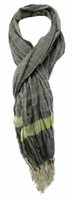 Tigertie Schal In Grau GrüN Beige Gestreift Mit Fransen - Gr. 180 X 50 Cm