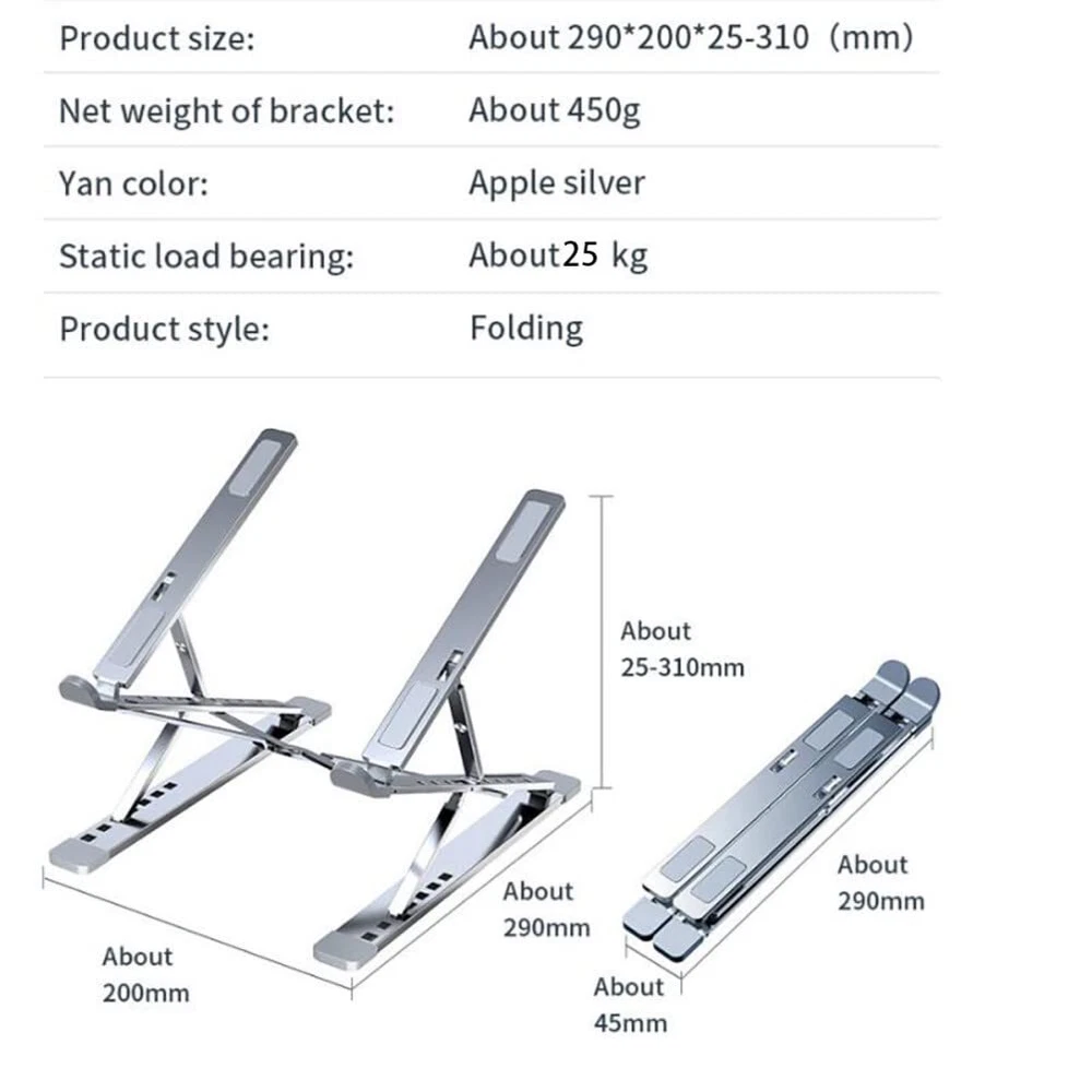 Laptop Stand for Desk Riser Computer Holder Adjustable Ergonomic Portable Alu...