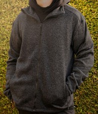 Herren Fleecejacke Dunkelgrau Strickfleece  Outdoorjacke Übergangsjacke Freizeit