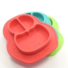Set of two Vibrant,Playful  Unique Silicone suction Owl plates  Fish bowls. 