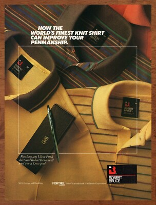 1985 Robert Bruce Shirts Vintage Print Ad/Poster 80s Clothing Style