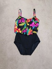 Sirena Vintage Neon Floral One Piece Bathingsuit Women's Size 10