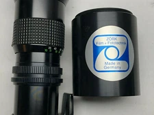 Exakta 500mm f8 telephoto with Zörk Makro attachment in PL mount (Zork, Zoerk)