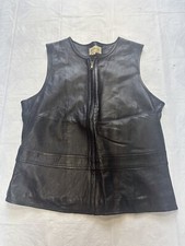 NEW Rem Garson Black Leather Vest Full Zip Form Fit Sz Medium