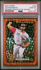 2024 Topps series 1- Joe Musgrove- Orange Crackle Foil-299/299-PSA 10- Book End!