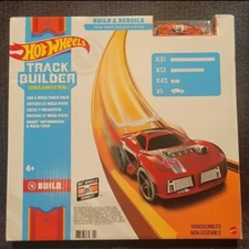 New - 40+ Feet Hot Wheels Track Builder Pack w/ 1 Car  & Racing Play Set 