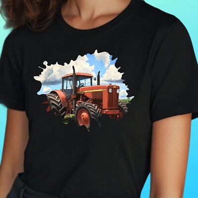 Women's Classic Tractor Motif Cotton T-Shirt Size S to 3XL