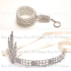 Silver 1920s Flapper Great Gatsby Style Pearl Bracelet/Crown Head Bridal Wedding