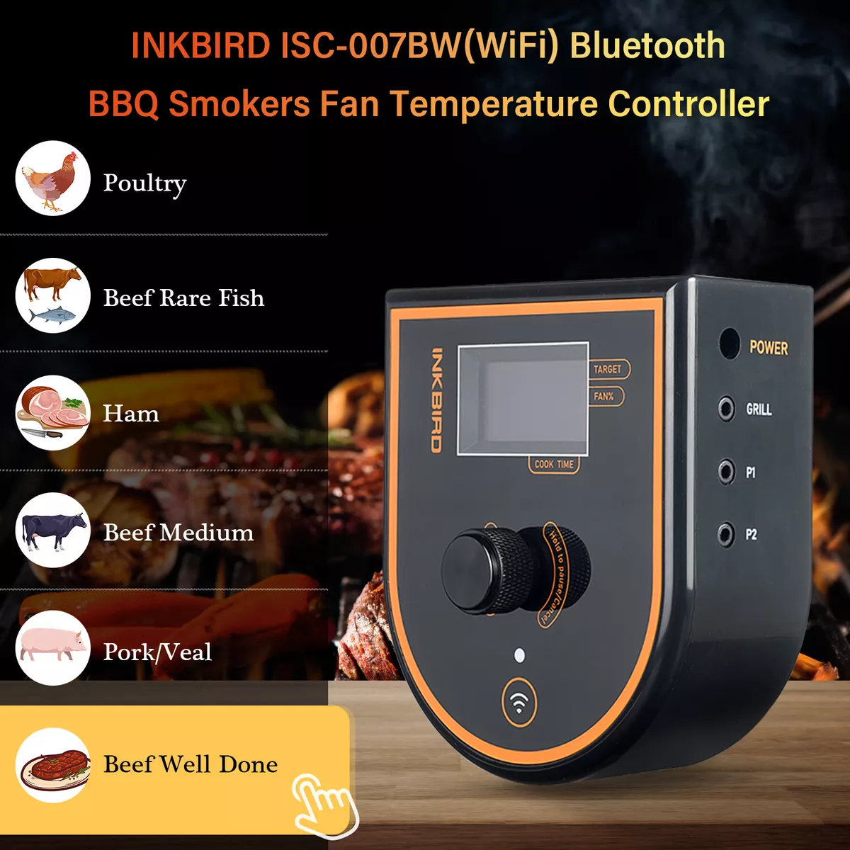 EU BBQ Temperature Controller Smokers WiFi Bluetooth Grills Cooking Exhaust  Fan