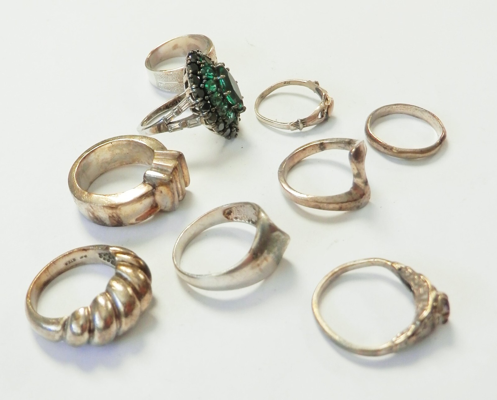 9 Sterling Silver Assorted Gemstone Modernist Shr… - image 5