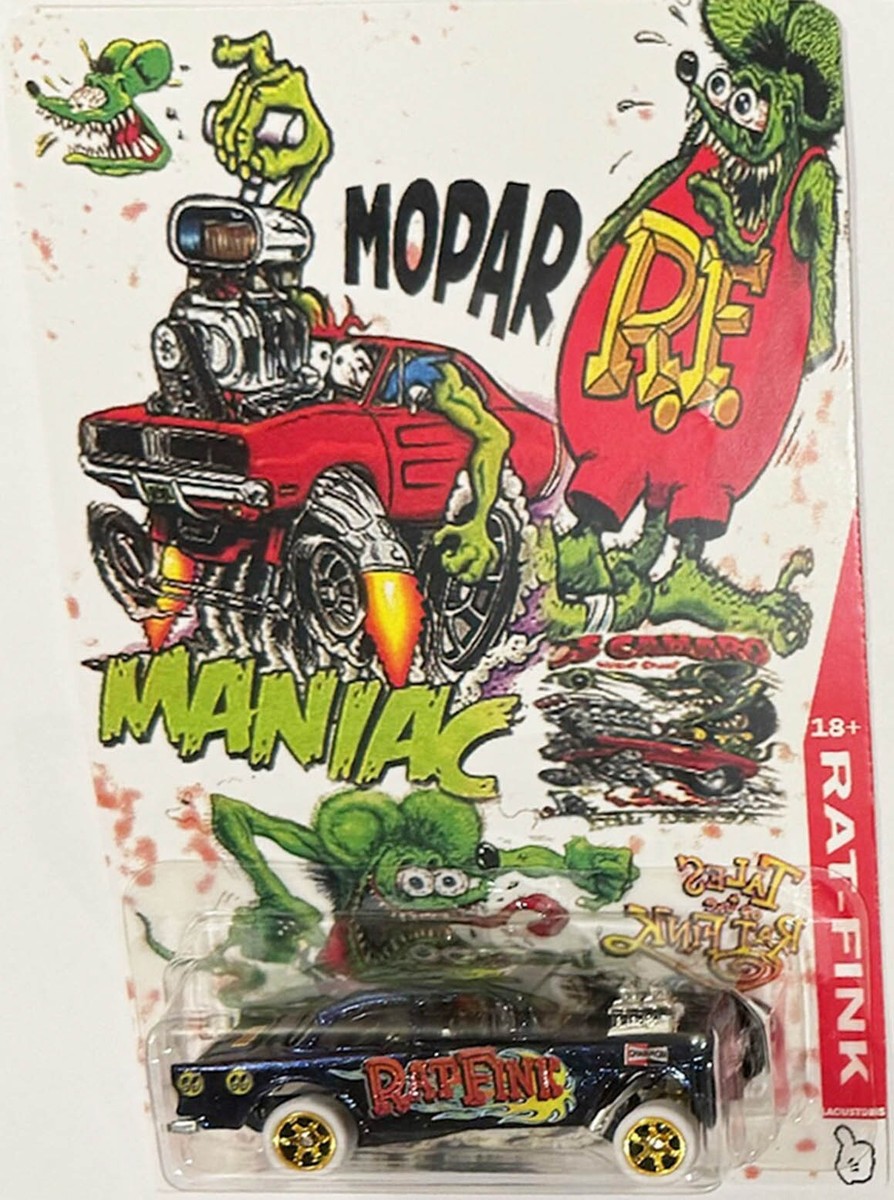 55 Chevy BeI Air Gasser Custom Hot Wheels Rat Fink Series w/ Real