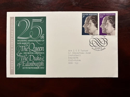 United Kingdom 1972 - Royal Silver Wedding FDC stamps set Windsor Berks