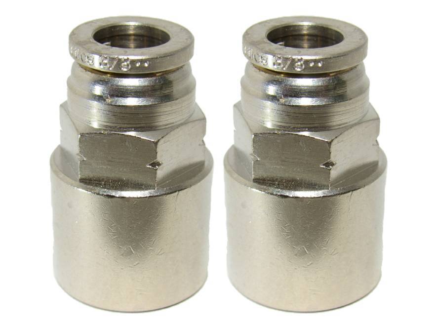1/8" Hose X 1/8" NPT Push To Connect Straight Female Fittings - 2 PACK