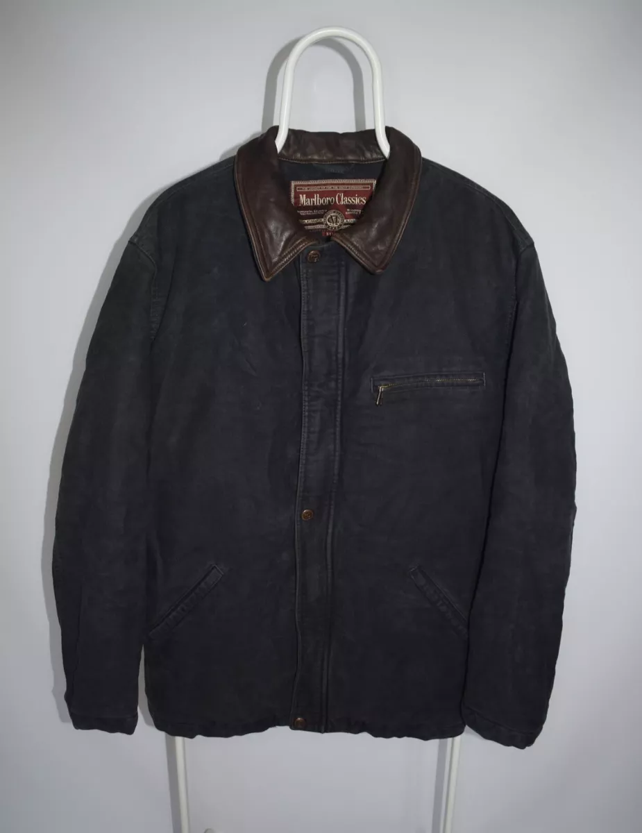 Marlboro Classics Navy Vintage Workwear Heavy Jacket Leather