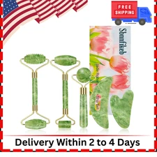 Jade Roller and Gua Sha Set,Gua Sha Facial Tools,Face Roller,Jade Roller for Fac