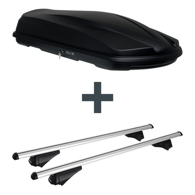 Dachbox LEVUP Cube 470 + Dachträger Menabo Tiger für Audi A4 Avant Typ 8W5/B9 NP