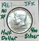 1967 Kennedy Silver Half Dollar About Uncirculated 40% Silver - No Mint Mark 26C