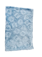 Little Miracles Blue Plush Baby Blanket ABC Alphabet Embossed Letters Soft