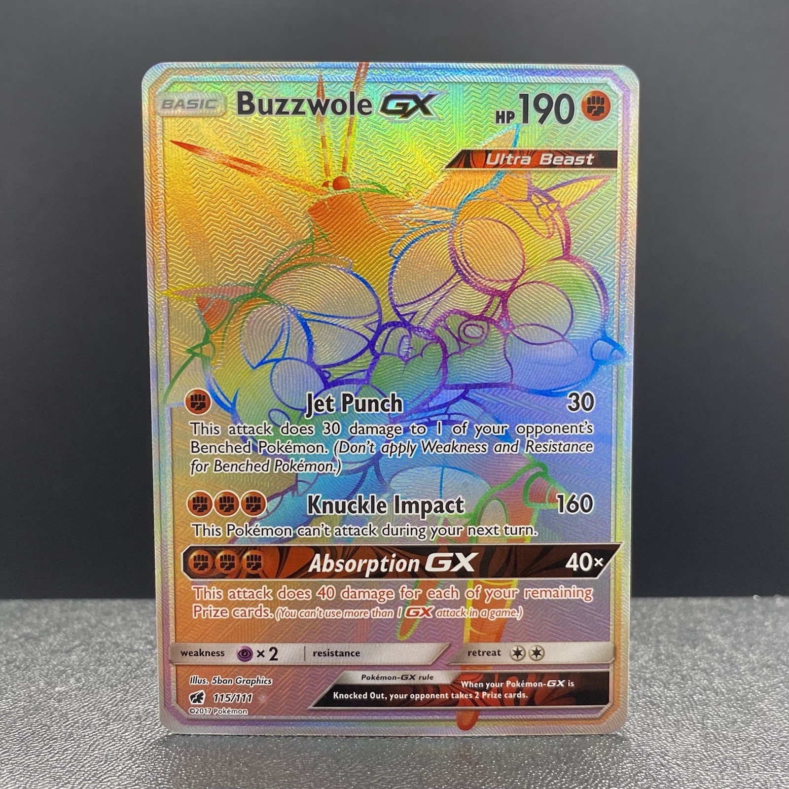 Pokémon SM–Crimson Invasion - Buzzwole GX Holo 115/111 - NM