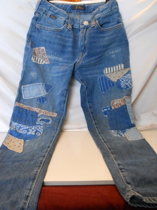 Girl Size 7 Ralph Lauren Astor Slim Boyfriend Jeans Hippie Boho Patchwork