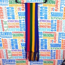 Vintage Multicolor Knit Scarf Made In Japan 58x7 Blue Red Green Yellow 70s 80s