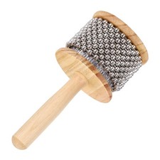 Wooden Cabasa Percussion 3.3" Music Hand Shaker with Metal Beads Wood Color 