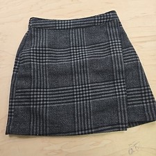 Abercrombie Fitch Y2K Plaid Mini Skirt Wool Blend Black Brown Cream Womens XS
