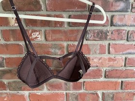 La Perla Brown and Gold Embroidered Bra 36A Made in Italy