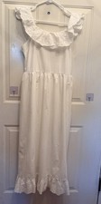 Maurices Women's Size Medium White Eyelet Ruffle Trim Midi Dress Sleeveless