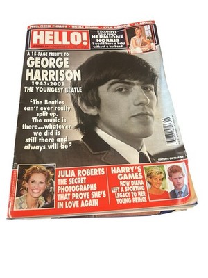 U.K 2001 HELLO magazine George Harrison of The Beatles Cover & 15 Page Tribute