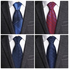 4Pcs Clip on Tie for Men Clip on Necktie Striped Solid Plaid Dots Mixed Lot Tie