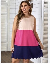 Shein Color-block 4X Dress Pink Navy