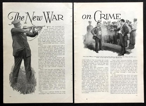 1926 pictorial "New War on Crime" Machine Gun - Armored Sidecar - Tear Gas -.38